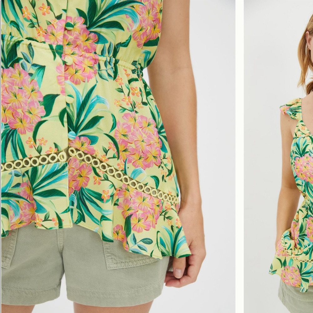 ANTHRO Farm Rio Ruffled Floral Tank - Picture 4 of 14